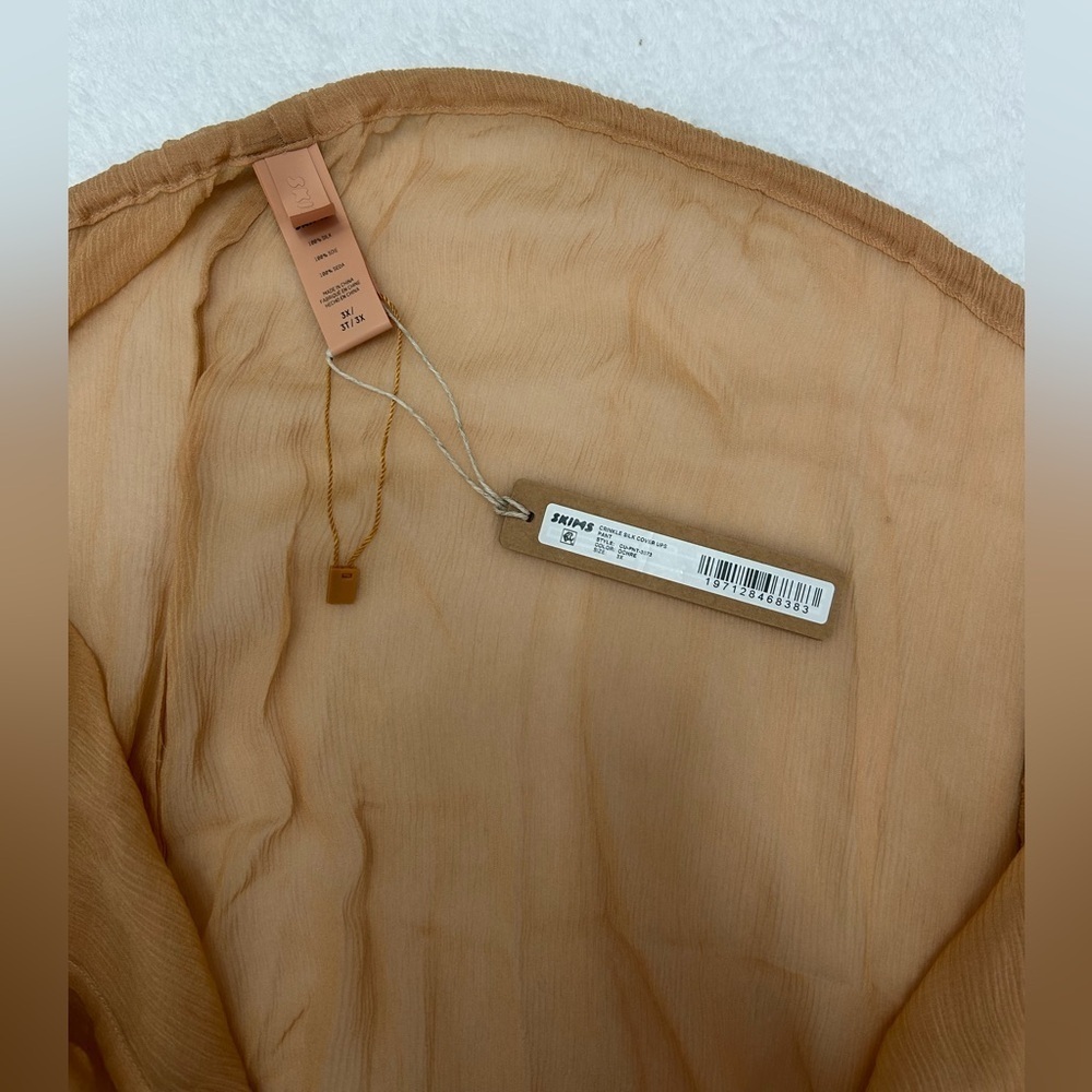 SKIMS 3X Swimwear Crinkle Silk Coverup Pants in Almond Color Sheer Pullon lounge - Picture 4 of 10